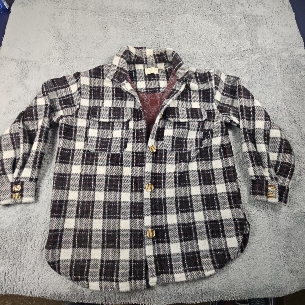 Womens Medium Black White Plaid Jacket Button Front Utility Pockets by Z Supply